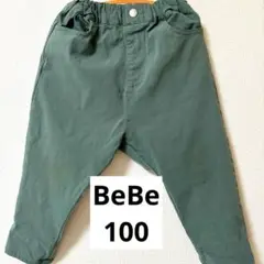 100 BeBe SLAPSLIP パンツ　ゴムパン　カーキ　　楽ちん　採寸あり