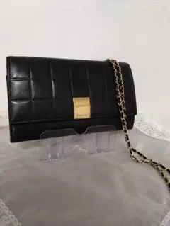 CHANEL 正規品 長財布 チョコバー ブラック ショルダーチェーン付き