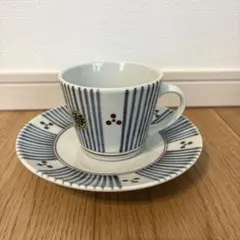 梅山窯 砥部焼 カップ＆ソーサー そば猪口型 染付 十草三つ紋