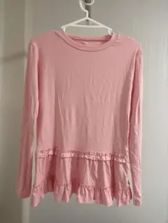 【値下げしました】フリル付きピンク長袖Tシャツ