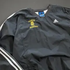 90's adidas アディダス ナイロンプルオーバーシャツ L 黒 古着