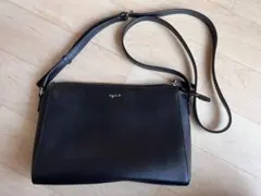 agnes b. アニエスベー　黒 牛革 ショルダーバッグ