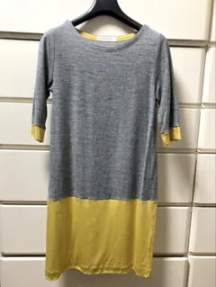 BEAUTY&YOUTH グレー/イエロー 膝丈ワンピース