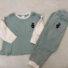 バースデイミントグリーン クマ刺繍 Tシャツ パンツ セットアップ 95cm