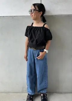 美品　GU ブラックオフショルダー　ブラック　130