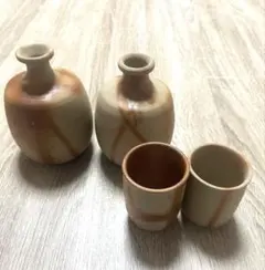 備前焼（ひだすき）の徳利とぐい呑み4点セット