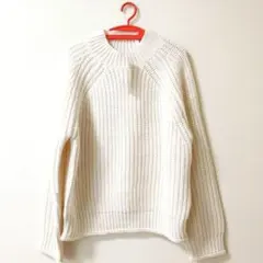 新品　GU チャンキーニットハイネックセーター★白