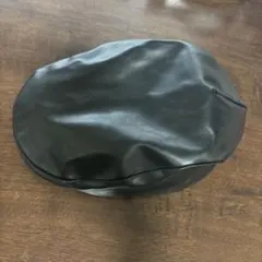 ハンチング帽　フェイクレザー　ブラック