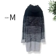 タートルネック グラデーション ニットワンピース【M】チュニック マタニティ
