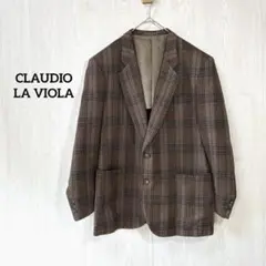 テーラードジャケット チェック ブラウン ウール CLAUDIO LAVIOLA