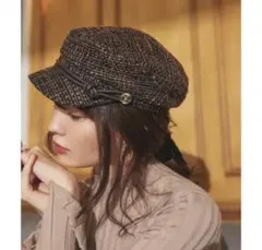 帽子 Herlipto Back Ribbon Tweed Casquette herlipto Back Ribbon Tweed Casquette