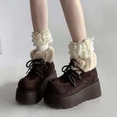 厚底 ムートンブーツ ブラウン 【M】