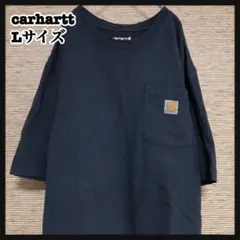 カーハート】半袖Tシャツ　胸ポケット　黒　エンブレムタグ　ワンポイントロゴ59