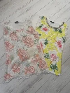格安❣️花柄レースノースリーブ2枚セット