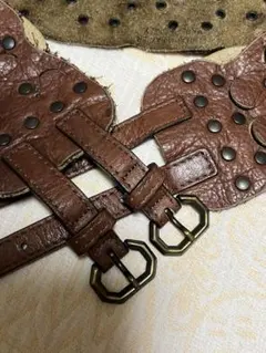 ブラウン レザー スタッズ付きベルト