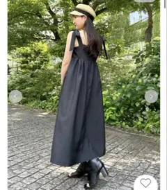 【週末SALE 4800→4500‼️】ショルダーリボンワンピ　リリーブラウン