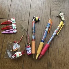 平成レトロ　ご当地ハローキティ シャープペンシル　ストラップ　ヘアピン