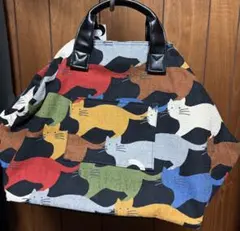 猫柄トートバッグ 切符入れポケット付き