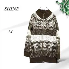 A278.美品！シーイン/オシャレニット【M】/ブラウン/オールジップ/今買い得