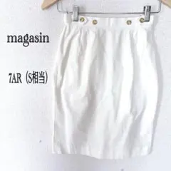 magasin タイトスカート7AR S相当ホワイト 膝丈 マリンボタンオフィスのサムネイル