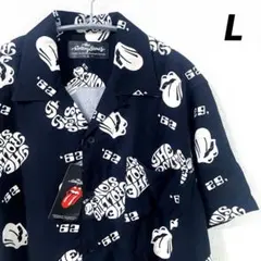 新品　ローリング・ストーンズ アロハシャツ 開襟シャツ　レーヨン　総柄　Lのサムネイル