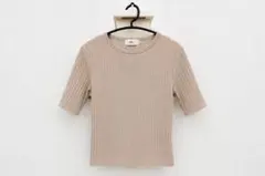 AZUL by moussy リブカットソー バックオープン ベージュ Mのサムネイル