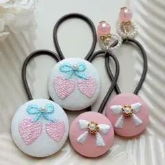 413✾︎ ハンドメイド ヘアゴム2個セット 22㎜くるみボタン - メルカリ
