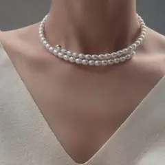 フルパールネックレス　 パールチョーカー　天然パール　本真珠　リプサリス　淡水
