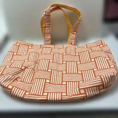 オレンジと白のストライプエコバッグ