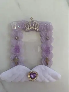 みるく推し活　ホイップデコ　紫　硬質ケースデコ　カードケースデコ　ハンドメイド