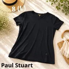 Paul Stuart 半袖シャツ L ブランドロゴボタン 黒Tシャツ 無地のサムネイル