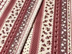 赤系 花柄 プリント綿生地