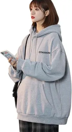 フード付きパーカー長袖 秋冬 裏起毛 ゆったり カジュアル 大きいサイズXL