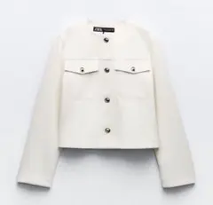 ZARA ソフトショートジャケット　ECRU