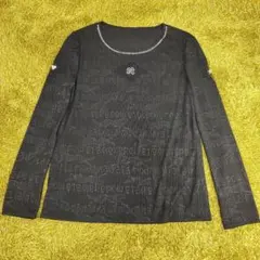 【美品】伊太利屋 ロゴ ラインストーン　カットソー 長袖　柄　7