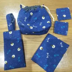 ハンドメイド　ハギレで作った布雑貨　ブックカバー　巾着　コースター