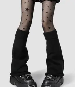 地雷 サブカル地雷 レッグウォーマー ルーズソックス 黒 フリー