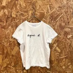 agnis b. アニエスベー 半袖Tシャツ ロゴプリント ホワイト レディース