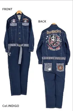 激レア PANDIESTA 刺繍 オーバーオール つなぎ 長袖 大きいサイズ 刺繍