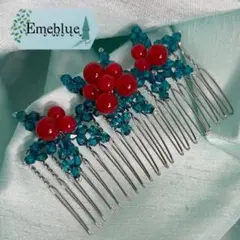 【再販×3】西洋ヒイラギ クリスマスホーリーヘアコームハンドメイドEmeblue
