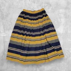 希少✨ クリスチャンディオール フレアスカート ボーダー M ウール イエロー