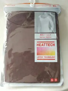 【新品保管品】UNIQLOHEATTECHXLダークブラウンＵネック８分袖シャツ