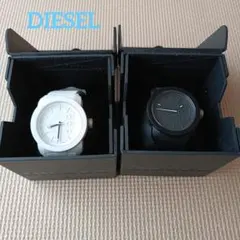 DIESEL ラバーベルト 腕時計 ホワイト ブラック ペア 電池切れ ジャンク