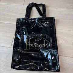 Harrods ブラック トートバッグKNIGHTSBRIDGEロゴ