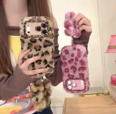ファー素材 ヒョウ柄 iPhone17ケース pro.pro max.air