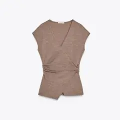 ZARA ベージュ ラップニット ノースリーブ