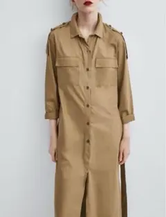 【タグ付き新品】ZARA TRF トレンチ　ロング シャツ ワンピース　S