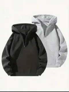 ジッパー付きフード パーカー ブラック