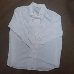 UNIQLO リボン付き 長袖シャツ XL ホワイト