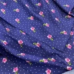 レトロ生地　２枚セット　レオタード生地　2WAYニット　花柄　ブルー　ピンク